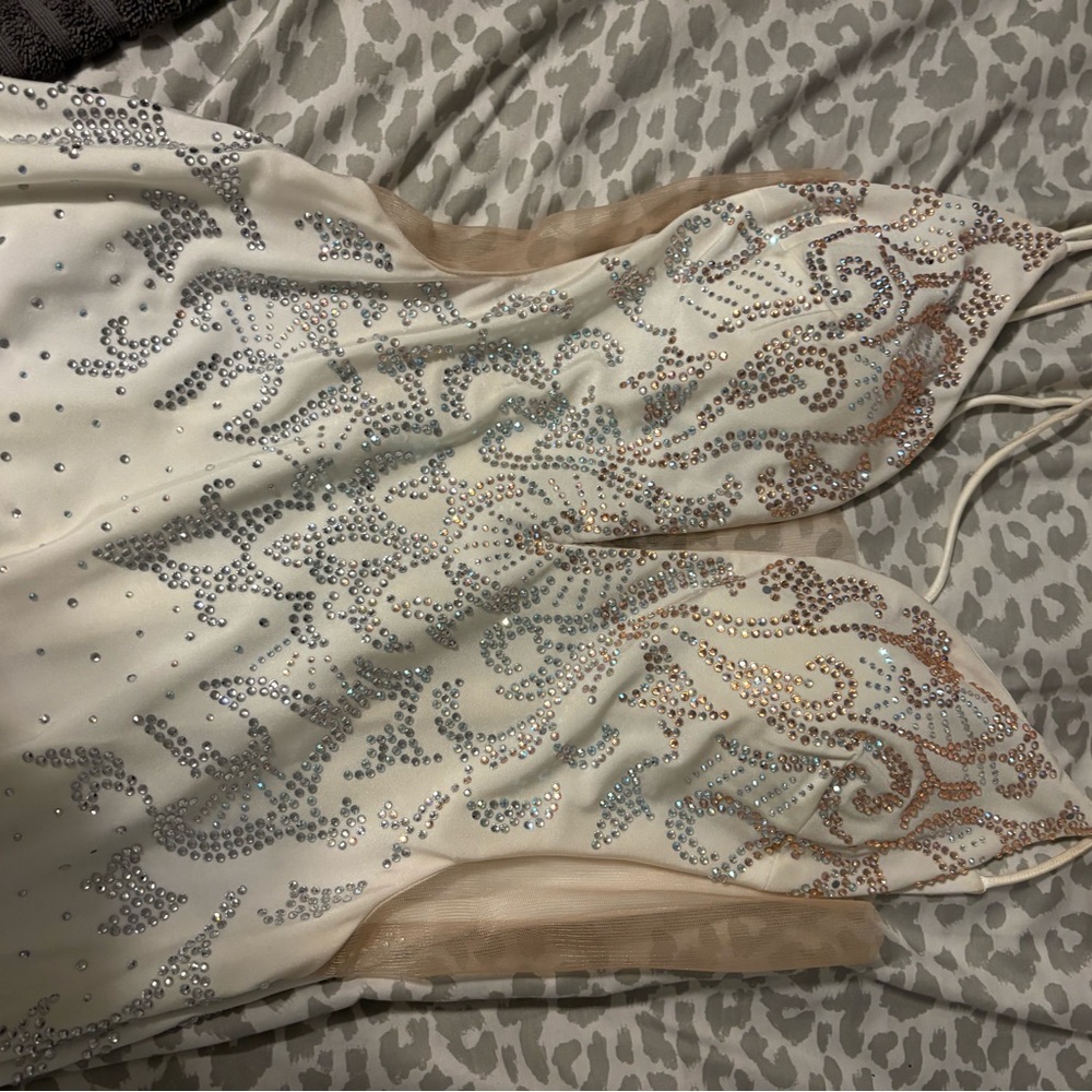 Elegant Cream and Silver Embellished Dress